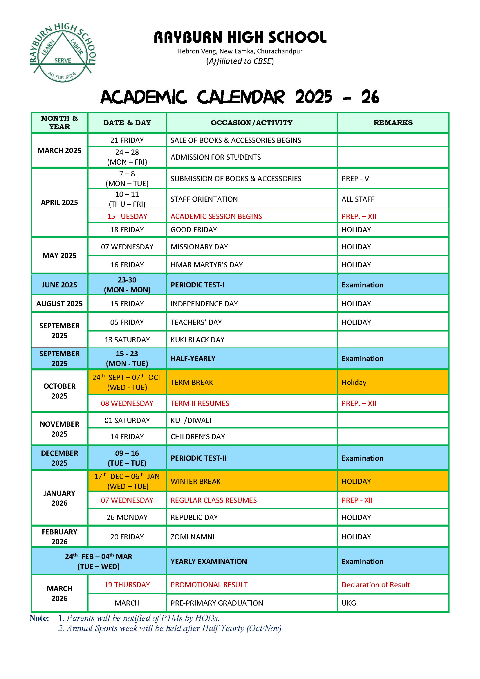 ACADEMIC CALENDAR 2024 25
